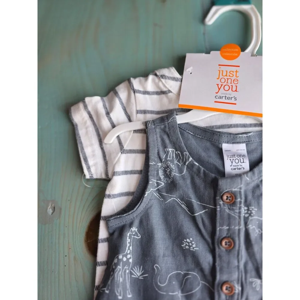 NWT Carter’s Just One You Baby Boy 2Pc Safari Romper Set 3M Jungle Animals